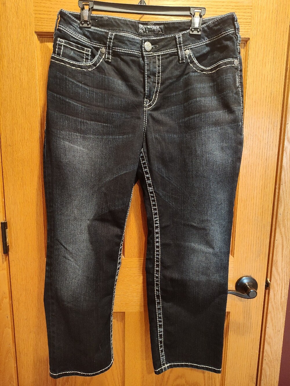 Silver Jean Co, Suki High Capri, Dark Indigo Wash, Size 14